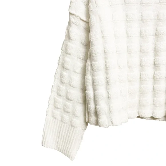 NWT Free People Soul Searcher Checkered Mock Neck Sweater Ivory - Picture 4 of 7